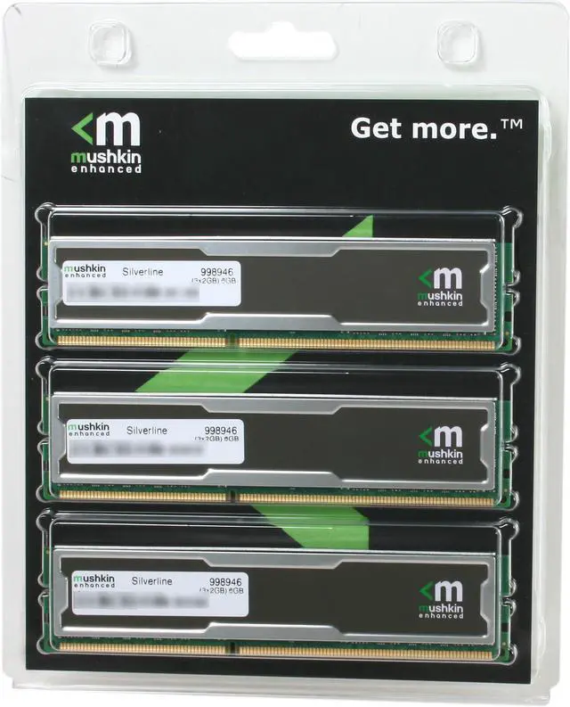 Alt view image 3 of 3 - Mushkin Enhanced Silverline 6GB (3 x 2GB) DDR3 1600 (PC3 12800) Desktop Memory Model 998946