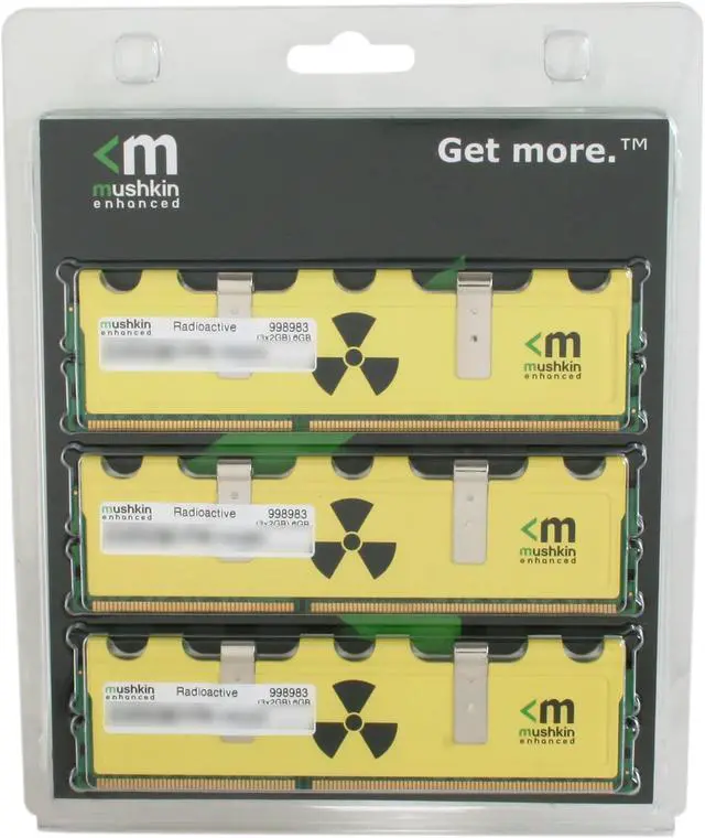 Alt view image 3 of 3 - Mushkin Enhanced Radioactive 6GB (3 x 2GB) DDR3 1600 (PC3 12800) Desktop Memory Model 998983
