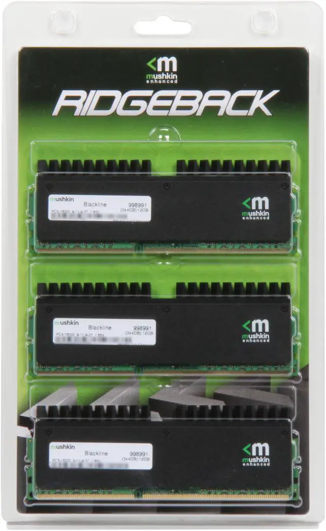 Alt view image 3 of 3 - Mushkin Enhanced Ridgeback 12GB (3 x 4GB) DDR3 2000 (PC3 16000) Desktop Memory Model 998991