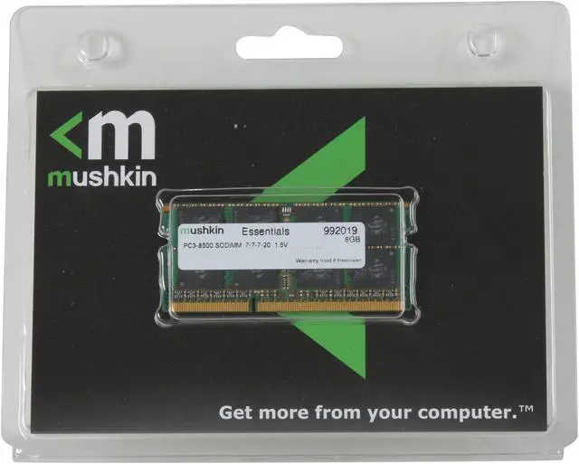 Alt view image 3 of 3 - Mushkin Enhanced Essentials 8GB 204-Pin DDR3 SO-DIMM DDR3 1066 (PC3 8500) Laptop Memory Model 992019