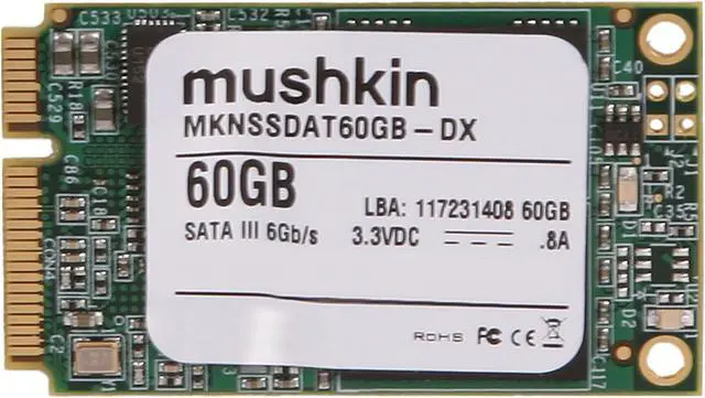 Main image of Mushkin Enhanced Atlas Series 60GB Mini-SATA (mSATA) MLC Internal Solid State Drive (SSD) MKNSSDAT60GB-DX