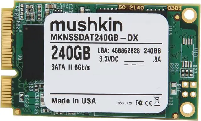 Alt view image 2 of 4 - Mushkin Enhanced Atlas Series 240GB Mini-SATA (mSATA) MLC Internal Solid State Drive (SSD) MKNSSDAT240GB-DX