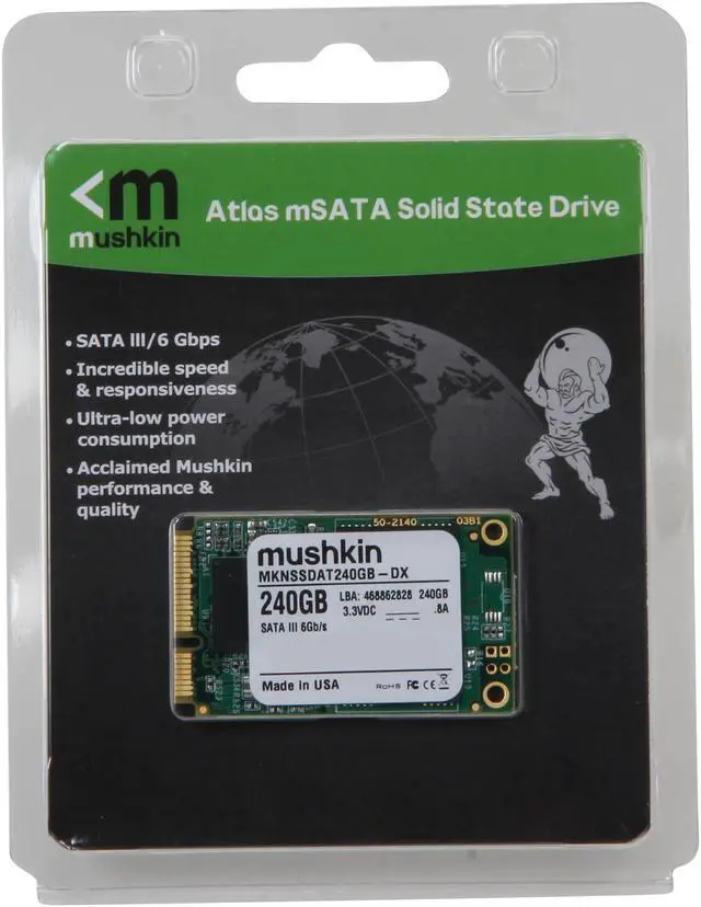 Alt view image 4 of 4 - Mushkin Enhanced Atlas Series 240GB Mini-SATA (mSATA) MLC Internal Solid State Drive (SSD) MKNSSDAT240GB-DX