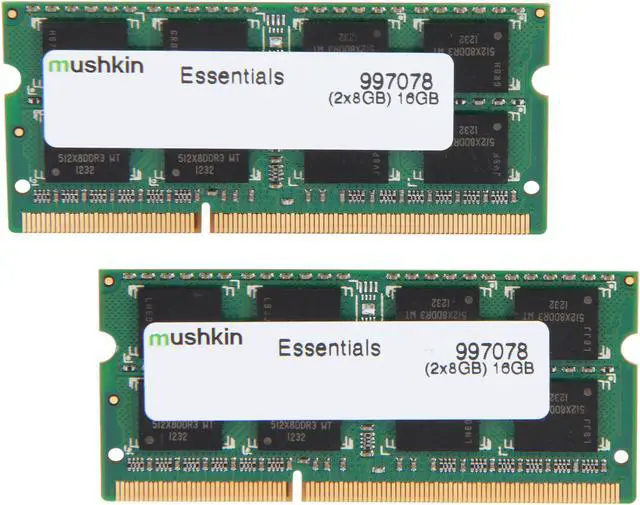 Main image of Mushkin Enhanced Essentials 16GB (2 x 8GB) 204-Pin DDR3 SO-DIMM DDR3L 1333 (PC3L 10600) Laptop Memory Model 997078