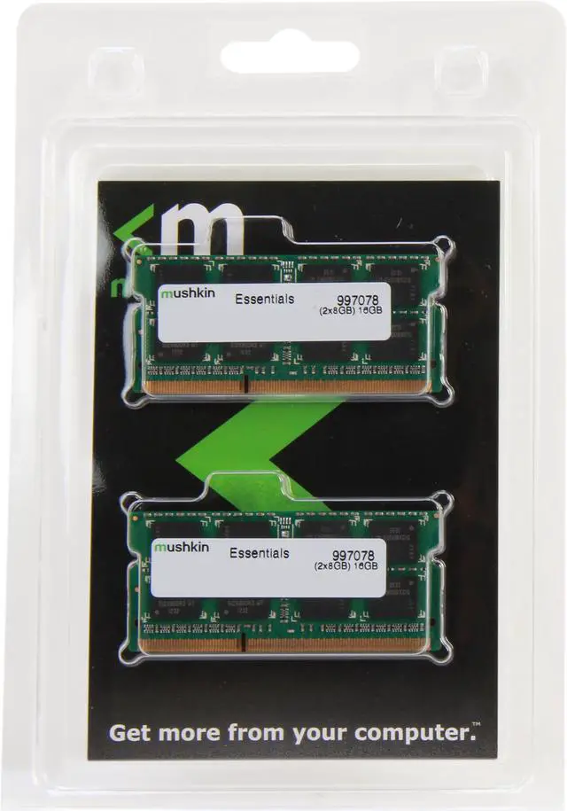 Alt view image 3 of 3 - Mushkin Enhanced Essentials 16GB (2 x 8GB) 204-Pin DDR3 SO-DIMM DDR3L 1333 (PC3L 10600) Laptop Memory Model 997078