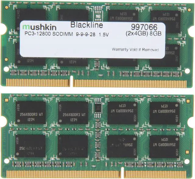 Alt view image 2 of 3 - Mushkin Enhanced Blackline 8GB (2 x 4GB) 204-Pin DDR3 SO-DIMM DDR3 1600 (PC3 12800) Laptop Memory Model 997066