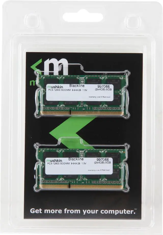 Alt view image 3 of 3 - Mushkin Enhanced Blackline 8GB (2 x 4GB) 204-Pin DDR3 SO-DIMM DDR3 1600 (PC3 12800) Laptop Memory Model 997066