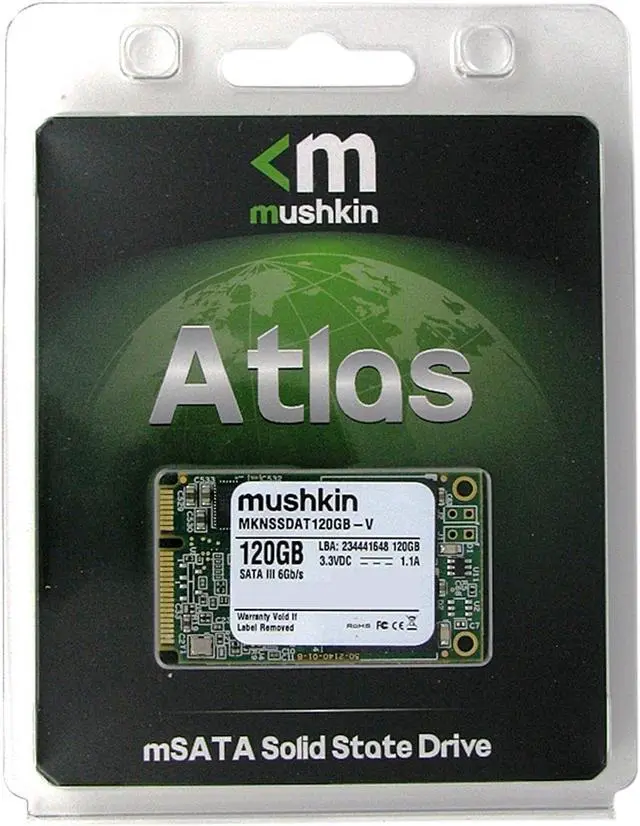 Alt view image 3 of 3 - Mushkin Enhanced Atlas Series 120GB Mini-SATA (mSATA) MLC Internal Solid State Drive (SSD) MKNSSDAT120GB-V