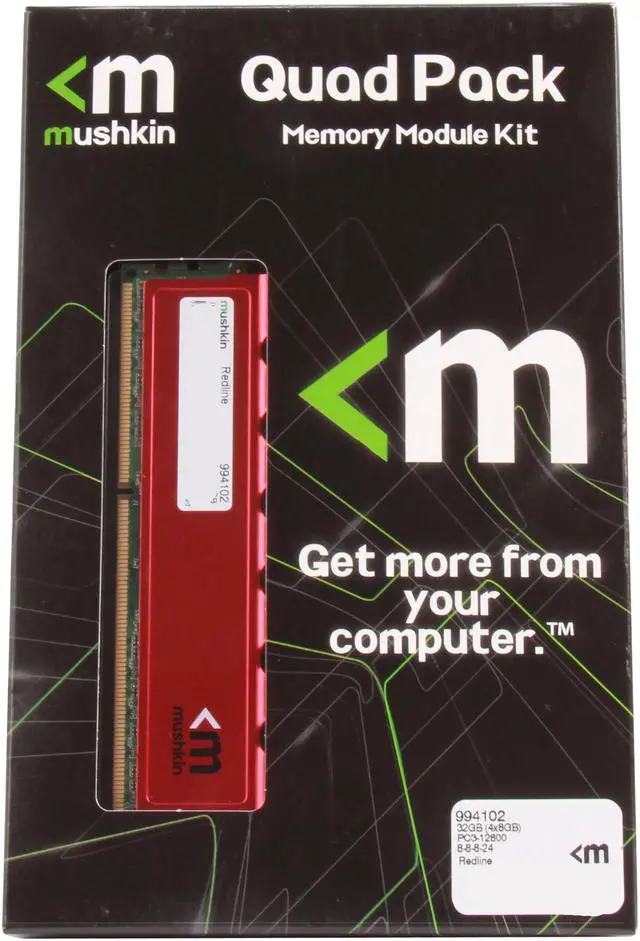 Alt view image 3 of 3 - Mushkin Enhanced Redline 32GB (4 x 8GB) DDR3 1600 (PC3 12800) Desktop Memory Model 994102