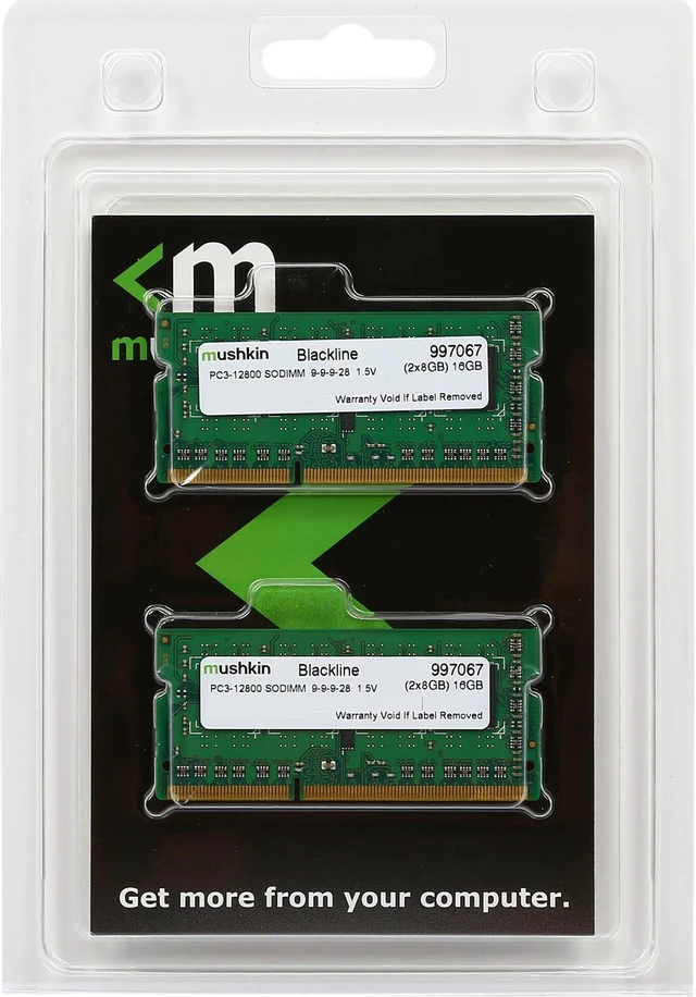 Alt view image 3 of 3 - Mushkin Enhanced Blackline 16GB (2 x 8GB) 204-Pin DDR3 SO-DIMM DDR3 1600 (PC3 12800) Laptop Memory Model 997067