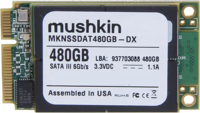 Main image of Mushkin Enhanced Atlas Deluxe Series 480GB Mini-SATA (mSATA) MLC Internal Solid State Drive (SSD) MKNSSDAT480GB-DX