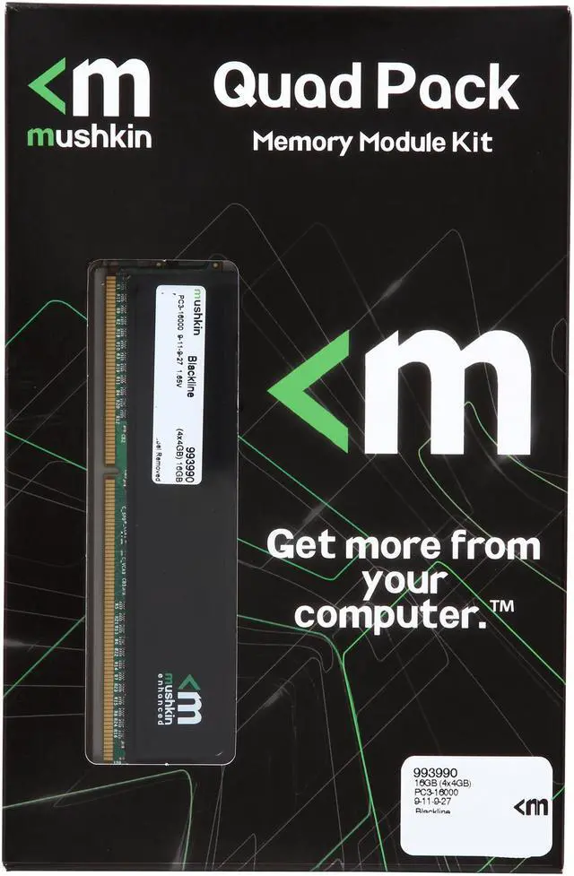 Alt view image 3 of 3 - Mushkin Enhanced Blackline 16GB (4 x 4GB) DDR3 2000 (PC3 16000) Desktop Memory Model 993990