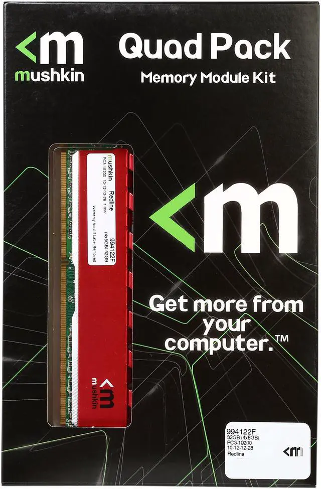 Alt view image 3 of 3 - Mushkin Enhanced Redline 32GB (4 x 8GB) DDR3 2400 (PC3 19200) Desktop Memory Model 994122F