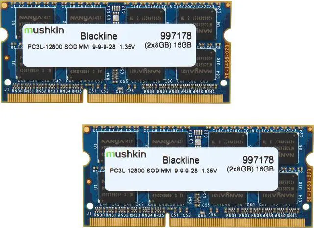 Main image of Mushkin Enhanced Blackline 16GB (2 x 8GB) 204-Pin DDR3 SO-DIMM DDR3L 1600 (PC3L 12800) Laptop Memory Model 997178