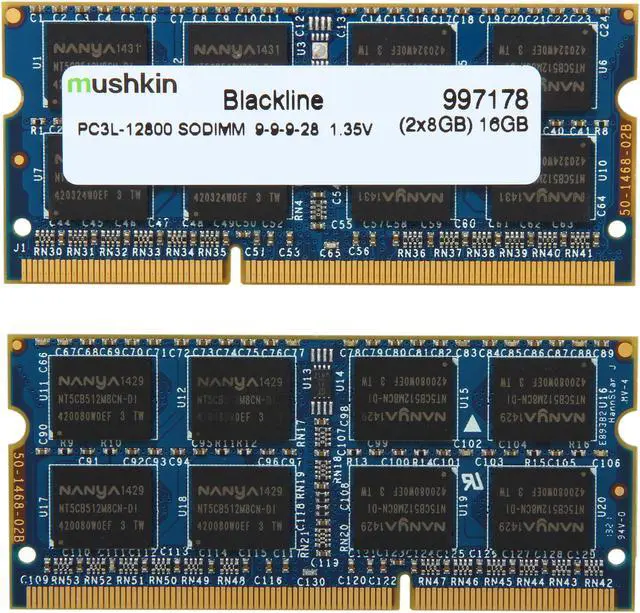 Alt view image 2 of 3 - Mushkin Enhanced Blackline 16GB (2 x 8GB) 204-Pin DDR3 SO-DIMM DDR3L 1600 (PC3L 12800) Laptop Memory Model 997178