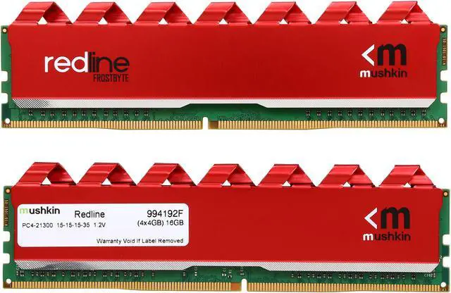 Alt view image 2 of 3 - Mushkin Enhanced Redline 16GB (4 x 4GB) DDR4 2666 (PC4 21300) Desktop Memory Model 994192F