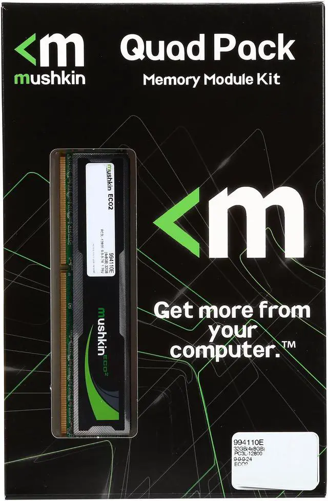 Alt view image 3 of 3 - Mushkin Enhanced ECO2 32GB (4 x 8GB) DDR3L 1600 (PC3L 12800) Memory Model 994110E