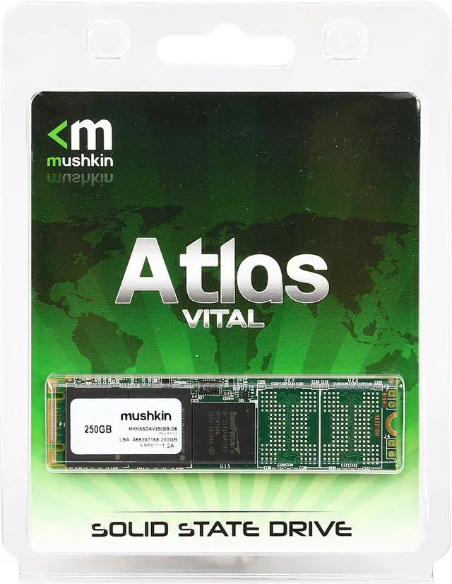 Alt view image 4 of 4 - Mushkin Enhanced Atlas Vital M.2 2280 250GB SATA III MLC Internal Solid State Drive (SSD) MKNSSDAV250GB-D8