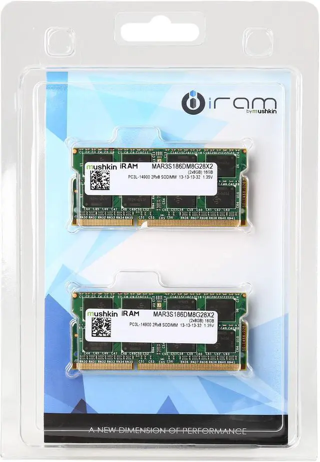 Alt view image 3 of 3 - Mushkin Enhanced iRam 16GB (2 x 8GB) DDR3L 1866 (PC3L 14900) Memory for Late-2015 iMac (Core i5/i7) Model MAR3S186DM8G28X2