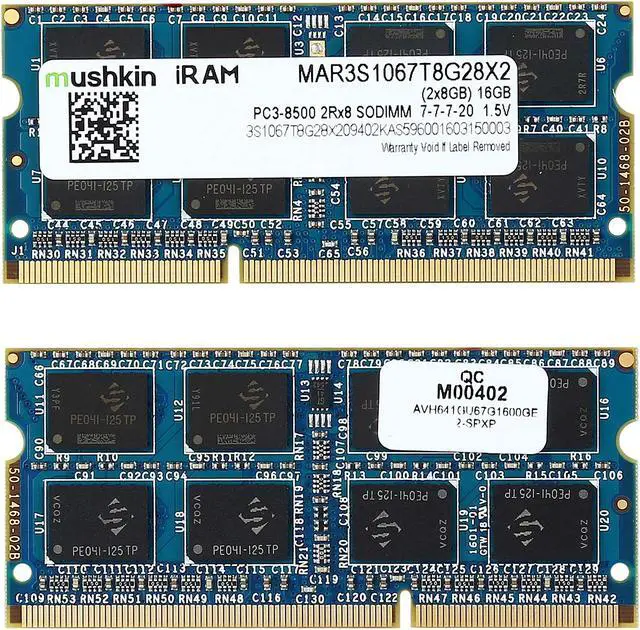 Alt view image 2 of 3 - Mushkin Enhanced iRam 16GB (2 x 8GB) DDR3 1066 (PC3 8500) Memory for Apple Model MAR3S1067T8G28X2