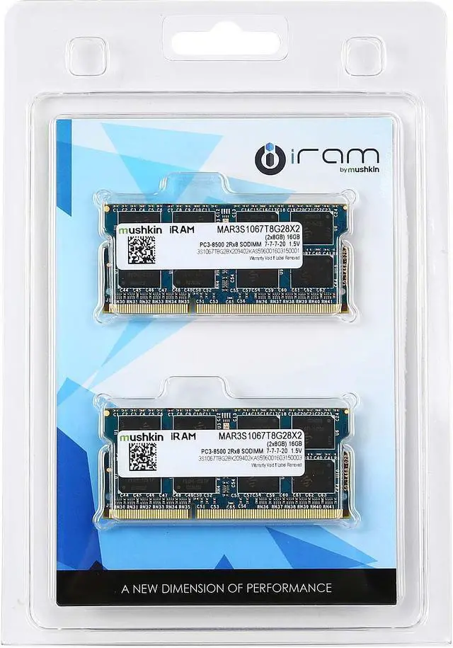 Alt view image 3 of 3 - Mushkin Enhanced iRam 16GB (2 x 8GB) DDR3 1066 (PC3 8500) Memory for Apple Model MAR3S1067T8G28X2