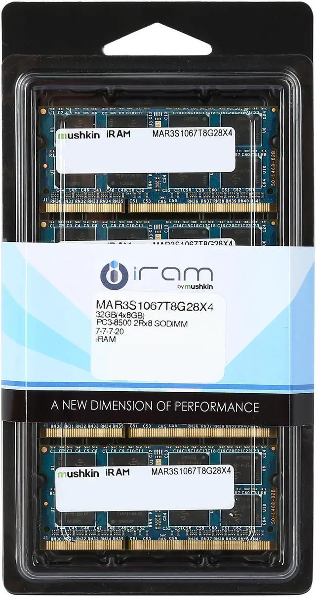 Alt view image 3 of 3 - Mushkin Enhanced iRam 32GB (4 x 8GB) DDR3 1066 (PC3 8500) Memory for Apple Model MAR3S1067T8G28X4