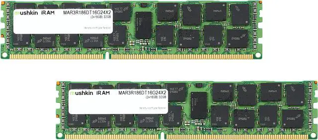 Main image of Mushkin Enhanced iRam 32GB (2 x 16GB) DDR3 1866 (PC3 14900) ECC Registered Memory for Apple Model MAR3R186DT16G24X2