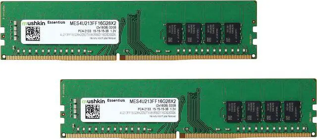 Main image of Mushkin Enhanced Essentials 32GB (2 x 16GB) DDR4 2133 (PC4 17000) Desktop Memory Model MES4U213FF16G28X2