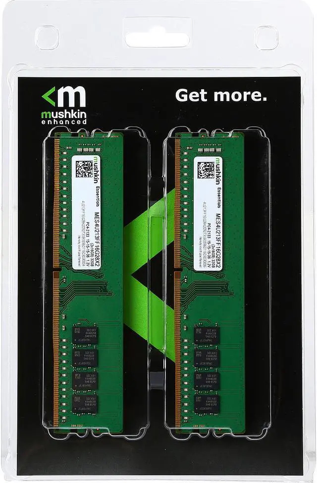 Alt view image 3 of 3 - Mushkin Enhanced Essentials 32GB (2 x 16GB) DDR4 2133 (PC4 17000) Desktop Memory Model MES4U213FF16G28X2