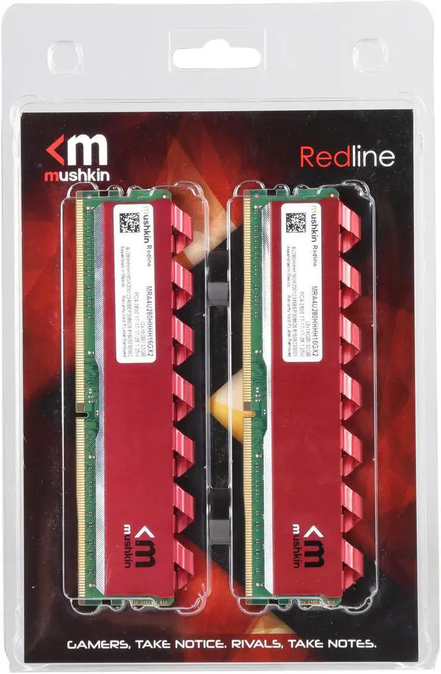 Alt view image 3 of 3 - Mushkin Enhanced Redline 32GB (2 x 16GB) DDR4 2800 (PC4 22400) Memory (Desktop Memory) Model MRA4U280HHHH16GX2