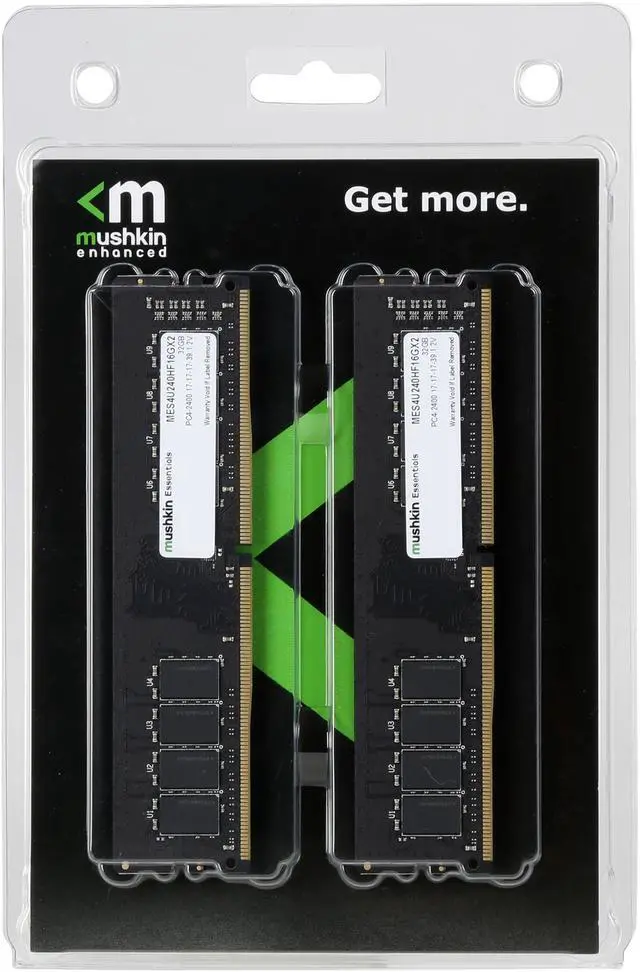 Alt view image 3 of 3 - Mushkin Enhanced Essentials 32GB (2 x 16GB) DDR4 2400 (PC4 19200) Desktop Memory Model MES4U240HF16GX2