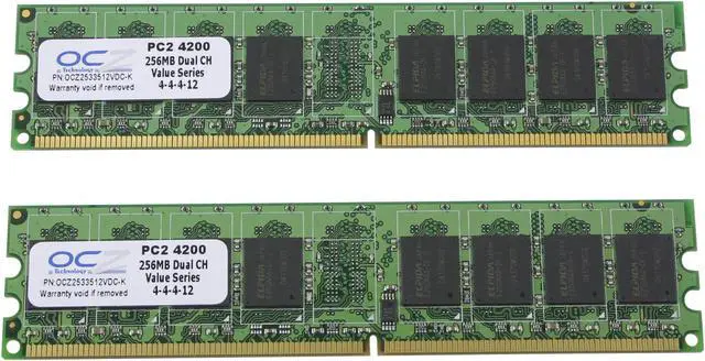 Main image of OCZ Value Series 512MB (2 x 256MB) DDR2 533 (PC2 4200) Dual Channel Kit Desktop Memory Model OCZ2533512VDC-K