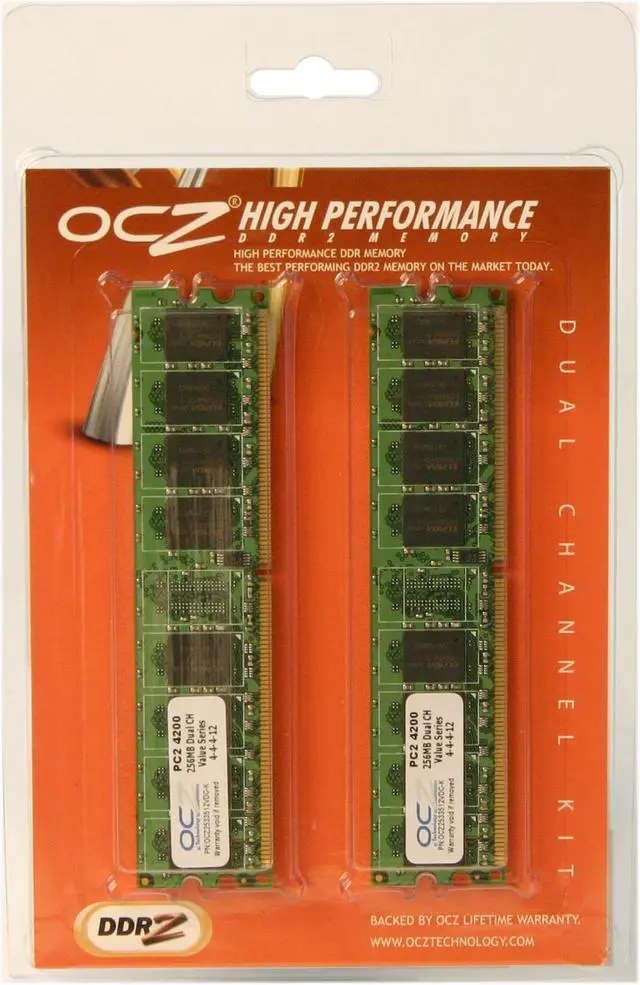 Alt view image 2 of 2 - OCZ Value Series 512MB (2 x 256MB) DDR2 533 (PC2 4200) Dual Channel Kit Desktop Memory Model OCZ2533512VDC-K