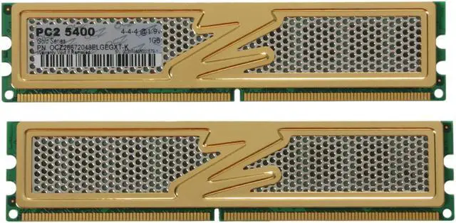 Alt view image 2 of 3 - OCZ Gold Series 2GB (2 x 1GB) DDR2 667 (PC2 5400) Dual Channel Kit Desktop Memory Model OCZ26672048ELGEGXT-K