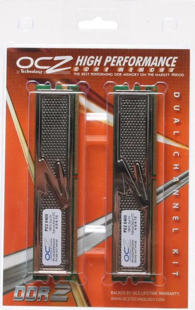 Alt view image 2 of 2 - OCZ Platinum 2GB (2 x 1GB) DDR2 800 (PC2 6400) Dual Channel Kit Desktop Memory Model OCZ2P8002GK