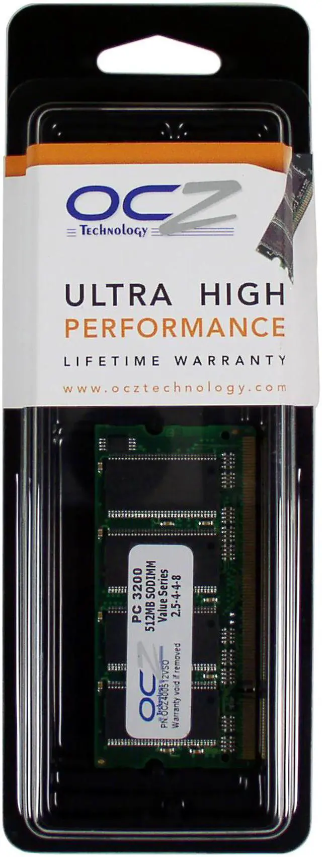Alt view image 2 of 2 - OCZ Value Series 512MB 200-Pin DDR SO-DIMM DDR 400 (PC 3200) Laptop Memory Model OCZ400512VSO