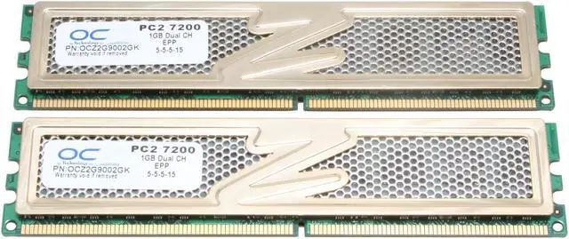 Alt view image 2 of 3 - OCZ Gold 2GB (2 x 1GB) DDR2 900 (PC2 7200) Dual Channel Kit Desktop Memory Model OCZ2G9002GK