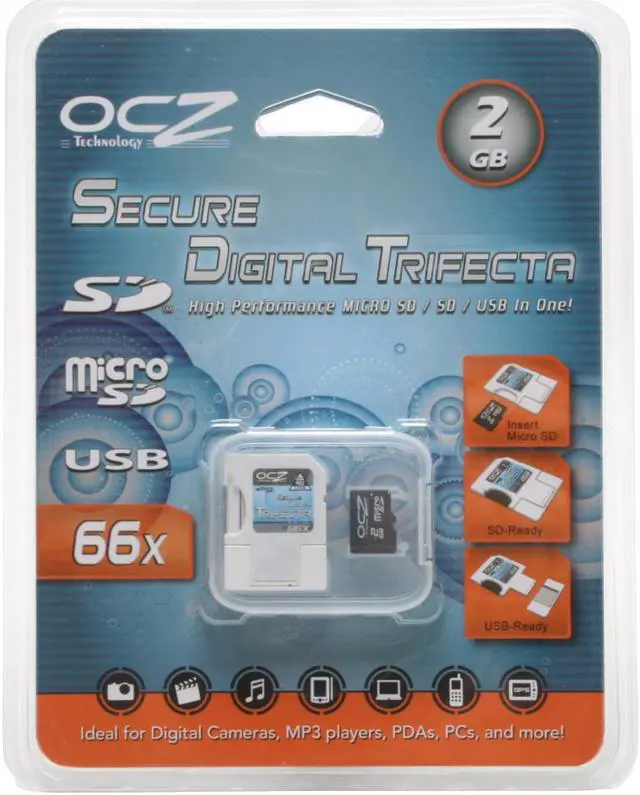 Alt view image 3 of 3 - OCZ Trifecta 2GB MicroSD Flash Card Model OCZSDTR66-2GB