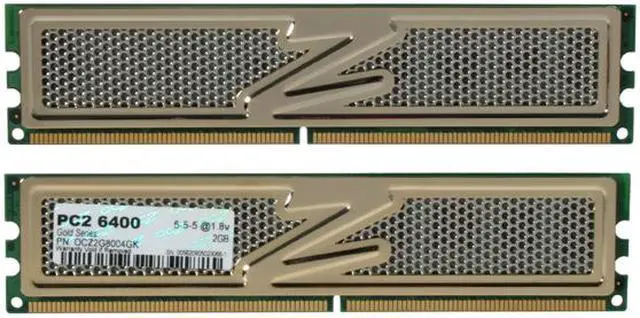 Alt view image 2 of 3 - OCZ Gold 4GB (2 x 2GB) DDR2 800 (PC2 6400) Dual Channel Kit Desktop Memory Model OCZ2G8004GK