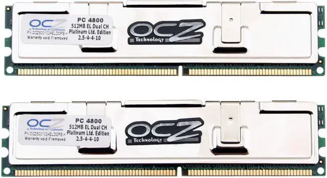 Main image of OCZ 1GB (2 x 512MB) DDR 600 (PC 4800) Dual Channel Kit System Memory Model OCZ6001024ELDCPE-K