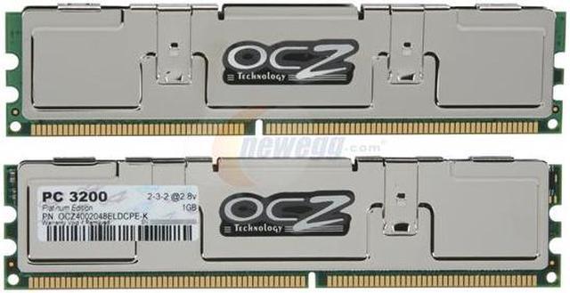 Alt view image 2 of 3 - OCZ Platinum 2GB (2 x 1GB) DDR 400 (PC 3200) Dual Channel Kit Desktop Memory Model OCZ4002048ELDCPE-K