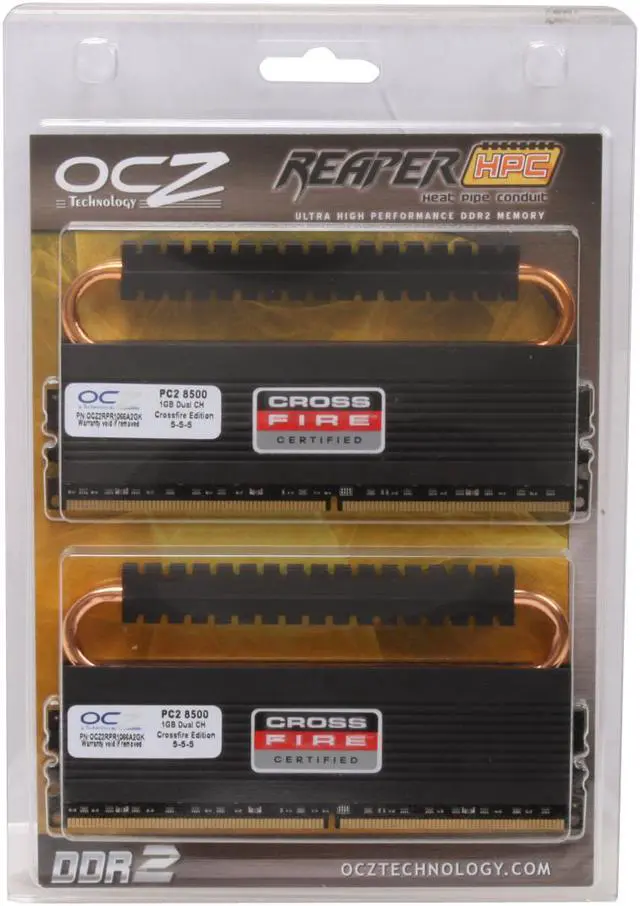 Alt view image 2 of 2 - OCZ Reaper HPC 2GB (2 x 1GB) DDR2 1066 (PC2 8500) Dual Channel Kit Desktop Memory Model OCZ2RPR1066A2GK