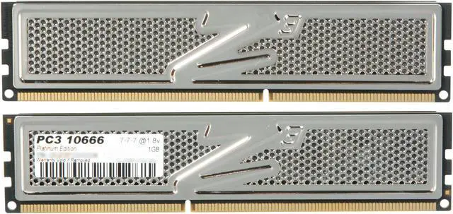 Alt view image 2 of 3 - OCZ Platinum 2GB (2 x 1GB) DDR3 1333 (PC3 10666) Dual Channel Kit Desktop Memory Model OCZ3P13332GK