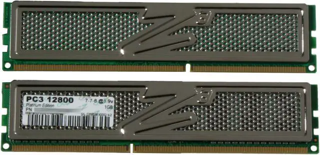 Alt view image 2 of 3 - OCZ Platinum 2GB (2 x 1GB) DDR3 1600 (PC3 12800) Dual Channel Kit Desktop Memory Model OCZ3P1600EB2GK