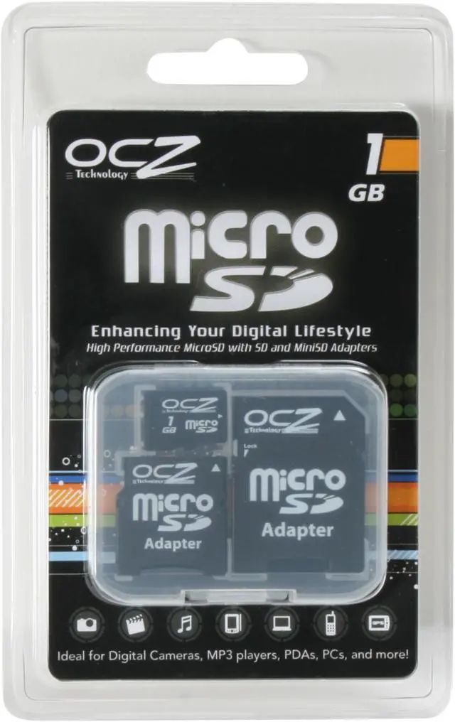 Alt view image 3 of 3 - OCZ 1GB MicroSD Flash Card w/ SD and MiniSD Adapters Model OCZMSD3A-1G