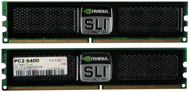 Alt view image 2 of 3 - OCZ SLI-Ready Edition 4GB (2 x 2GB) DDR2 800 (PC2 6400) Dual Channel Kit Desktop Memory Model OCZ2N800SR4GK