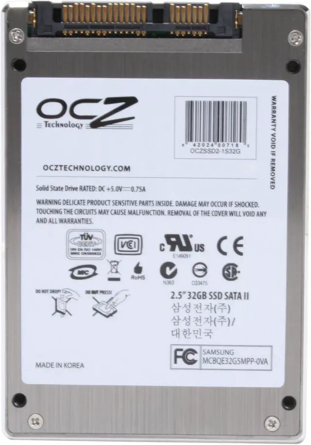 Alt view image 5 of 7 - OCZ 2.5" 32GB SATA II SLC Internal Solid State Drive (SSD) OCZSSD2-1S32G