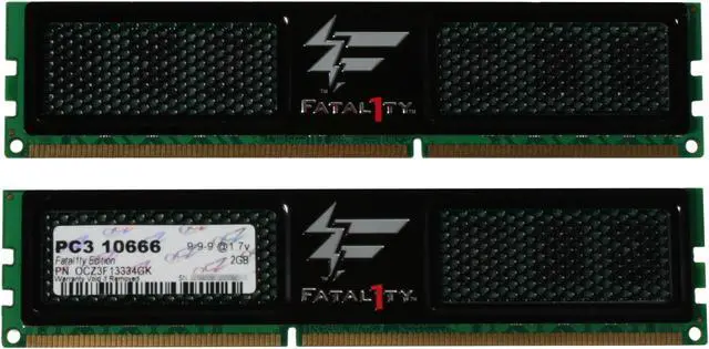 Alt view image 2 of 3 - OCZ Fatal1ty Edition 4GB (2 x 2GB) DDR3 1333 (PC3 10666) Dual Channel Kit Desktop Memory (The Official Memory of the Championship Gaming Series) Model OCZ3F13334GK