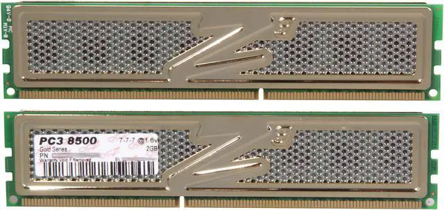 Alt view image 2 of 3 - OCZ Gold Edition 4GB (2 x 2GB) DDR3 1066 (PC3 8500) Dual Channel Kit Desktop Memory Model OCZ3G10664GK
