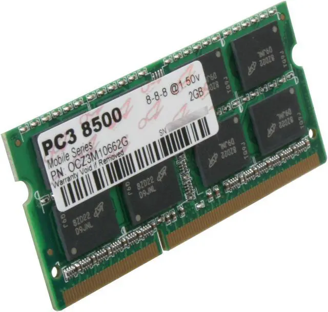 Main image of OCZ 2GB 204-Pin DDR3 SO-DIMM DDR3 1066 (PC3 8500) Laptop Memory Model OCZ3M10662G